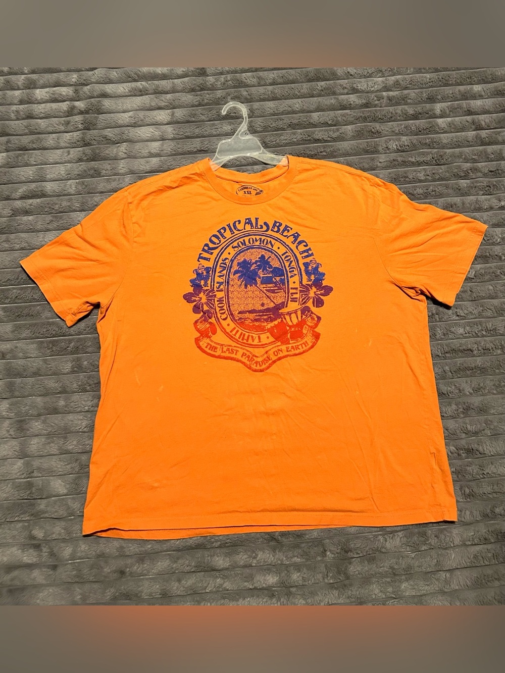 Caribbean Joe “Tropical Beach” Orange Graphic T-shirt